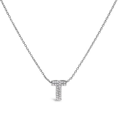 10K White Gold Diamond Accent "A" Initial Bubble Pendant Necklace