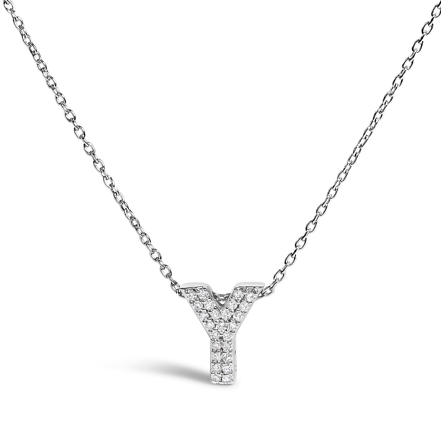 10K White Gold Diamond Accent "A" Initial Bubble Pendant Necklace