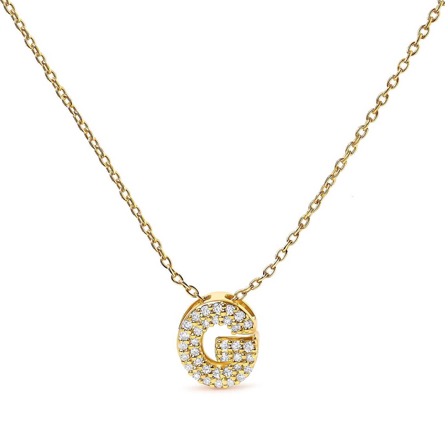 10K White Gold Diamond Accent "A" Initial Bubble Pendant Necklace