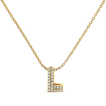 10K White Gold Diamond Accent "A" Initial Bubble Pendant Necklace