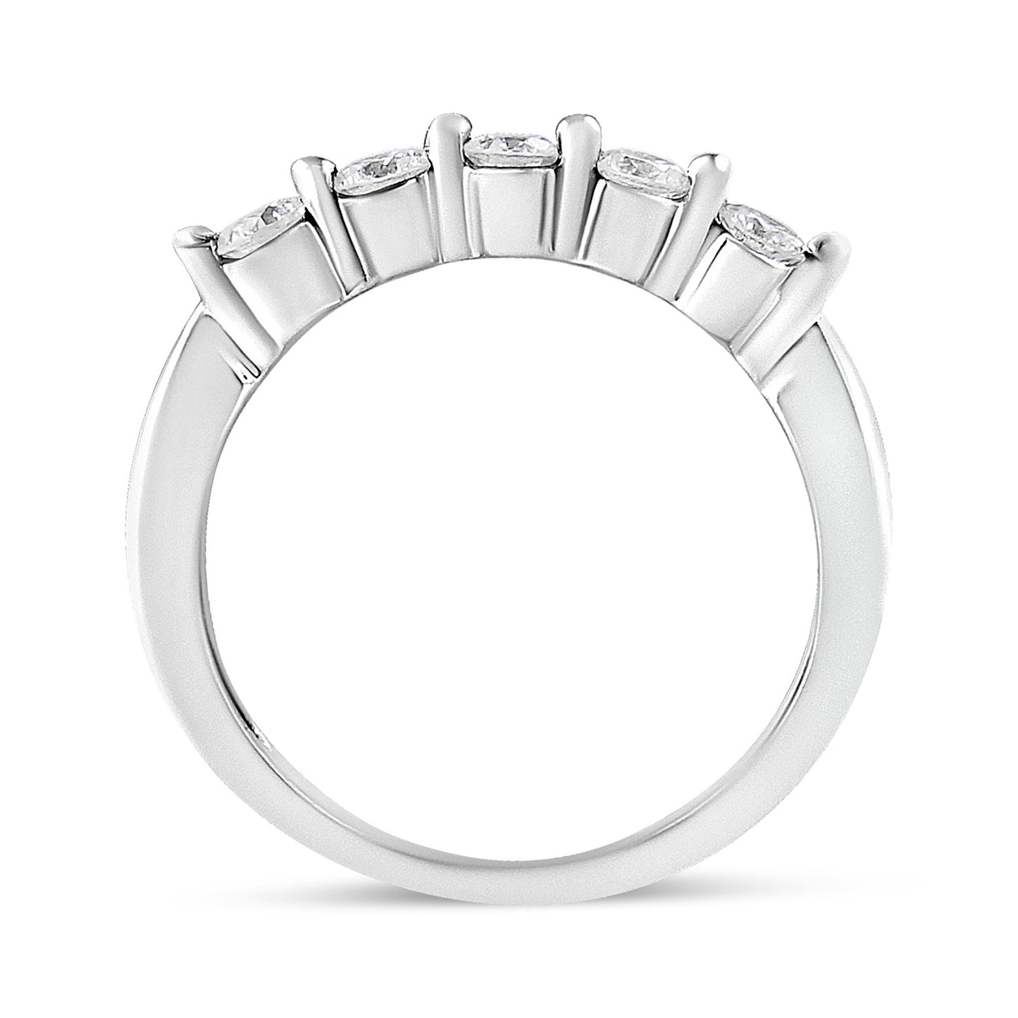 14K White Gold 1/2 Cttw Round-Cut 5-Stone Diamond Ring (H-I Color, SI1-SI2 Clarity) Size 7