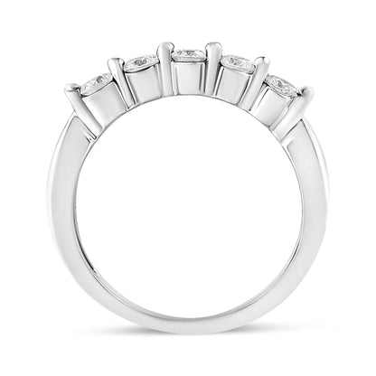 14K White Gold 1/2 Cttw Round-Cut 5-Stone Diamond Ring (H-I Color, SI1-SI2 Clarity) Size 7