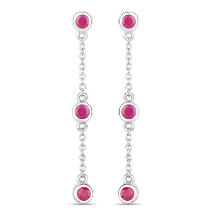 0.78 Carat Genuine Ruby .925 Sterling Silver Earrings