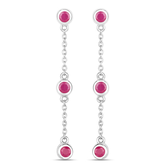 0.78 Carat Genuine Ruby .925 Sterling Silver Earrings