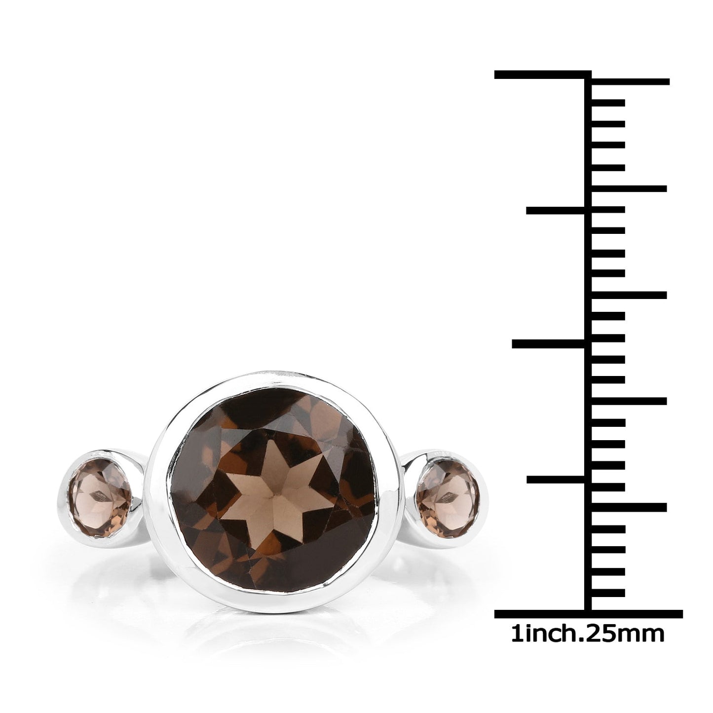 3.56 Carat Genuine Smoky Quartz .925 Sterling Silver Ring