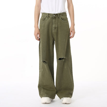 Distressed Wide Leg Jeans with Pockets
