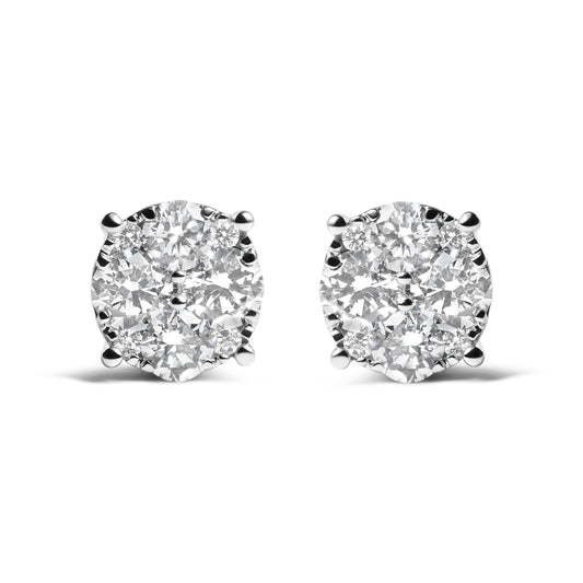 Boucles d'oreilles clous en or blanc 14K, diamant de laboratoire de 2,00 carats (couleur G-H, pureté VS1-VS2)