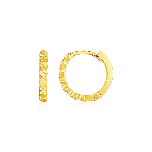 Créoles rondes texturées en or jaune 14 carats