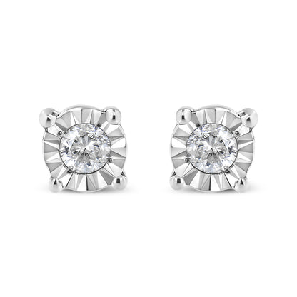 10K Yellow Gold Plated .925 Sterling Silver 1/10 Cttw Round Brilliant-Cut Diamond Miracle-Set Stud Earrings (J-K Color, I3 Clarity)