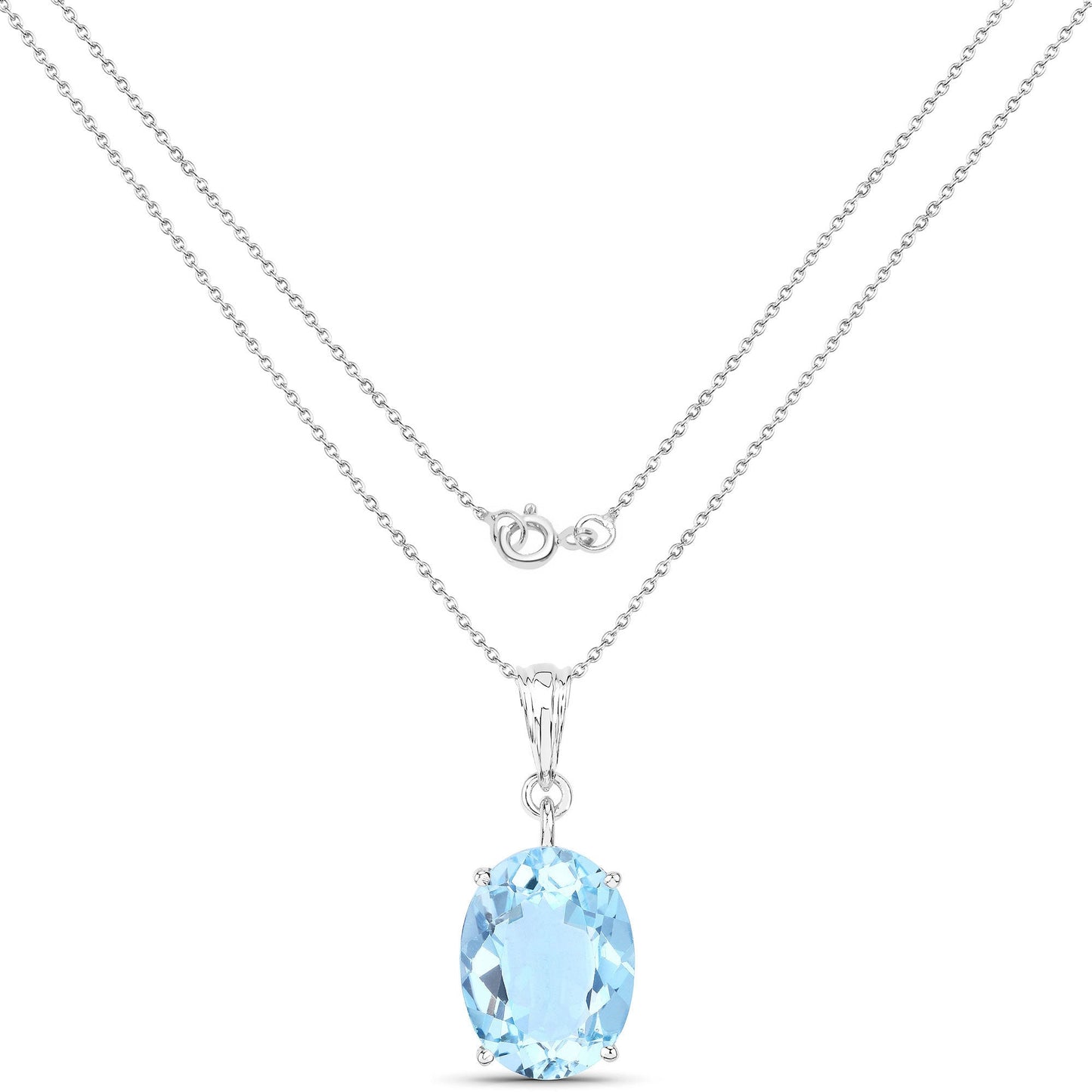 11.25 Carat Genuine Swiss Blue Topaz .925 Sterling Silver Pendant