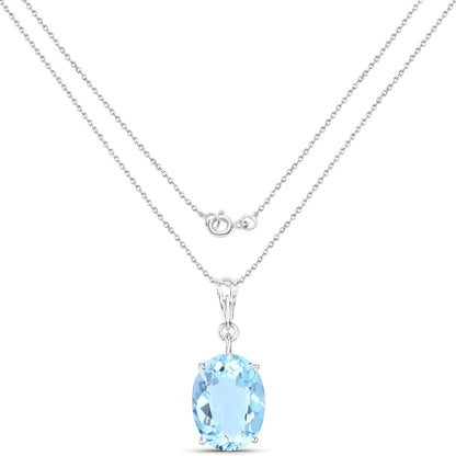 11.25 Carat Genuine Swiss Blue Topaz .925 Sterling Silver Pendant