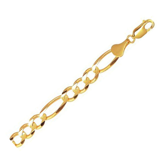Bracelet Figaro en or jaune massif 10 carats (7,90 mm)