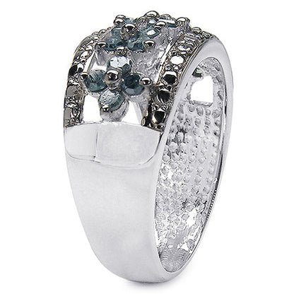 0.62 Carat Genuine Blue Diamond .925 Sterling Silver Ring