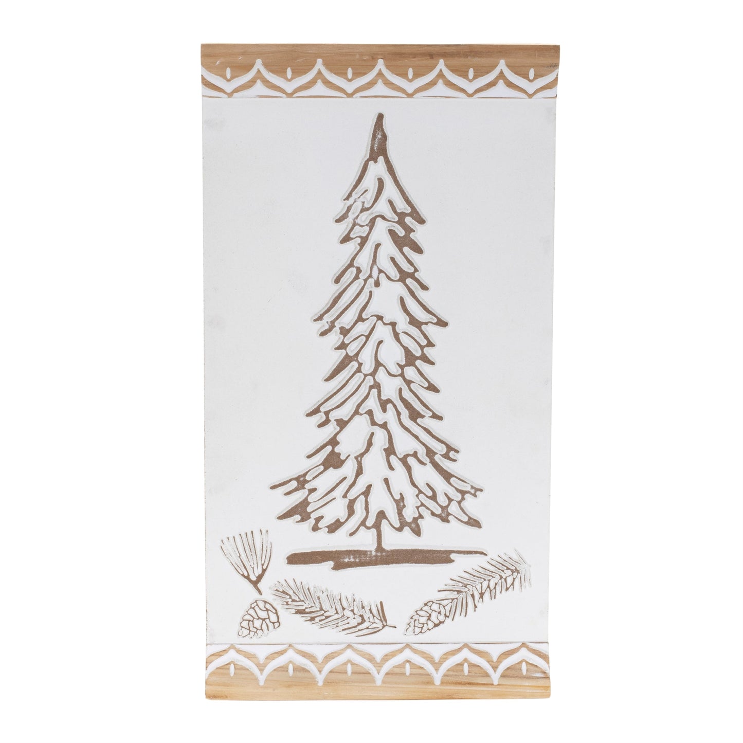 Carved Wood Pine Tree Wall Art 19"H