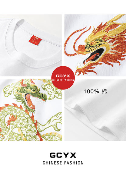 Men's Cotton Short-Sleeved Embroidered T-Shirt 2024