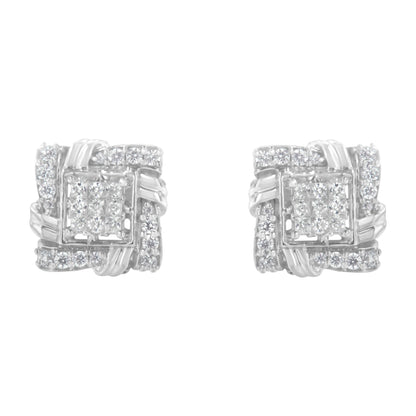 .925 Sterling Silver 1/2 Cttw Round-Cut Diamond Stud Earrings (I-J Color, I1-I2 Clarity)