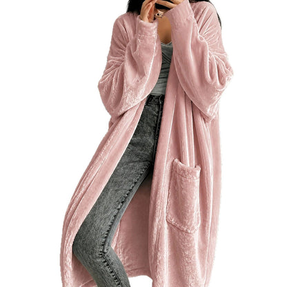 2026 European And American Women's Clothing Amazon Independent Site Velvet Long-Sleeve Fashion Casual Coat Cape Jacket