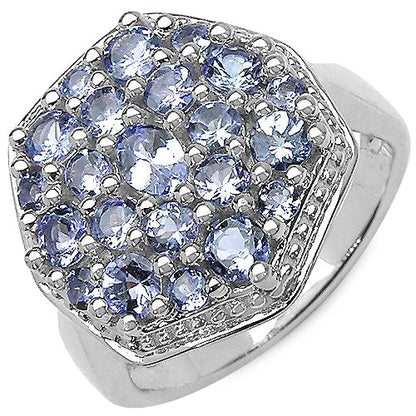 1.61 Carat Genuine Tanzanite .925 Sterling Silver Ring