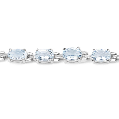 8.80 Carat Genuine Aquamarine .925 Sterling Silver Bracelet