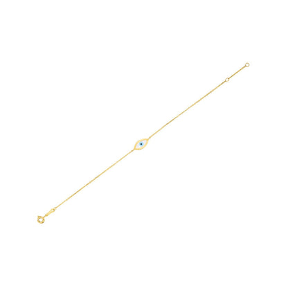 14k Yellow Gold MOP Evil Eye Bracelet (1.00 mm)