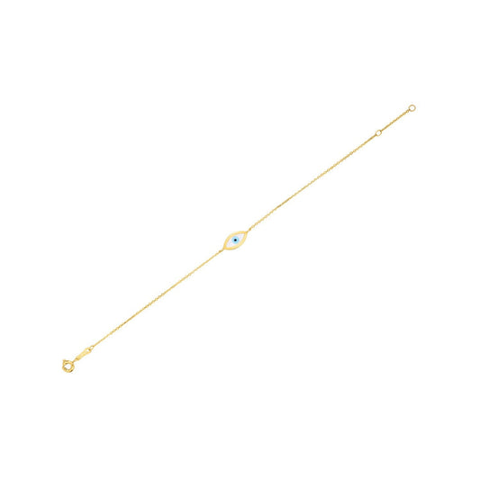 Bracelet œil porte-bonheur en nacre et or jaune 14 carats (1,00 mm)