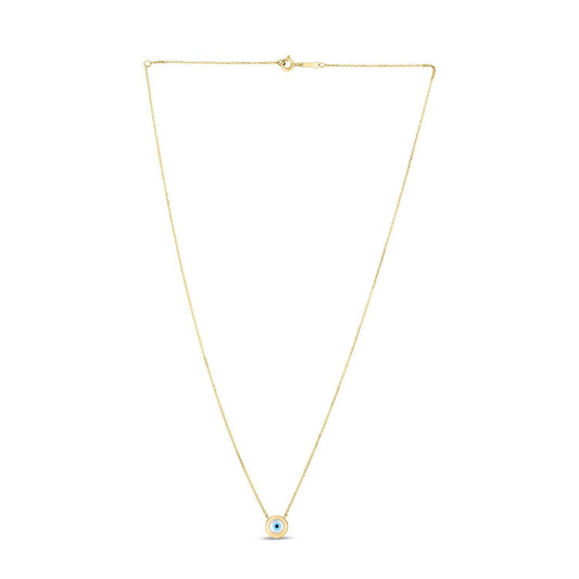 Collier Œil porte-bonheur en nacre et or jaune 14 carats