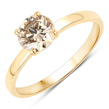 1.00 Carat Genuine TTLB Diamond 14K Yellow Gold Ring