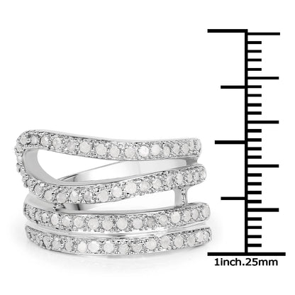 0.83 Carat Genuine White Diamond .925 Sterling Silver Ring