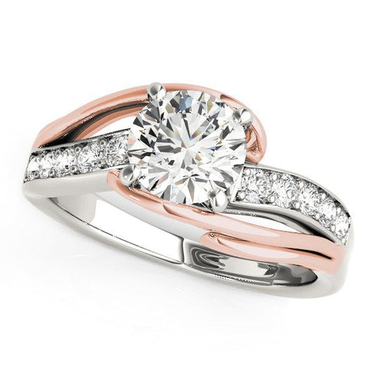 Bague de fiançailles en or blanc et or rose 14 carats avec diamant (1 1/8 carat poids total)