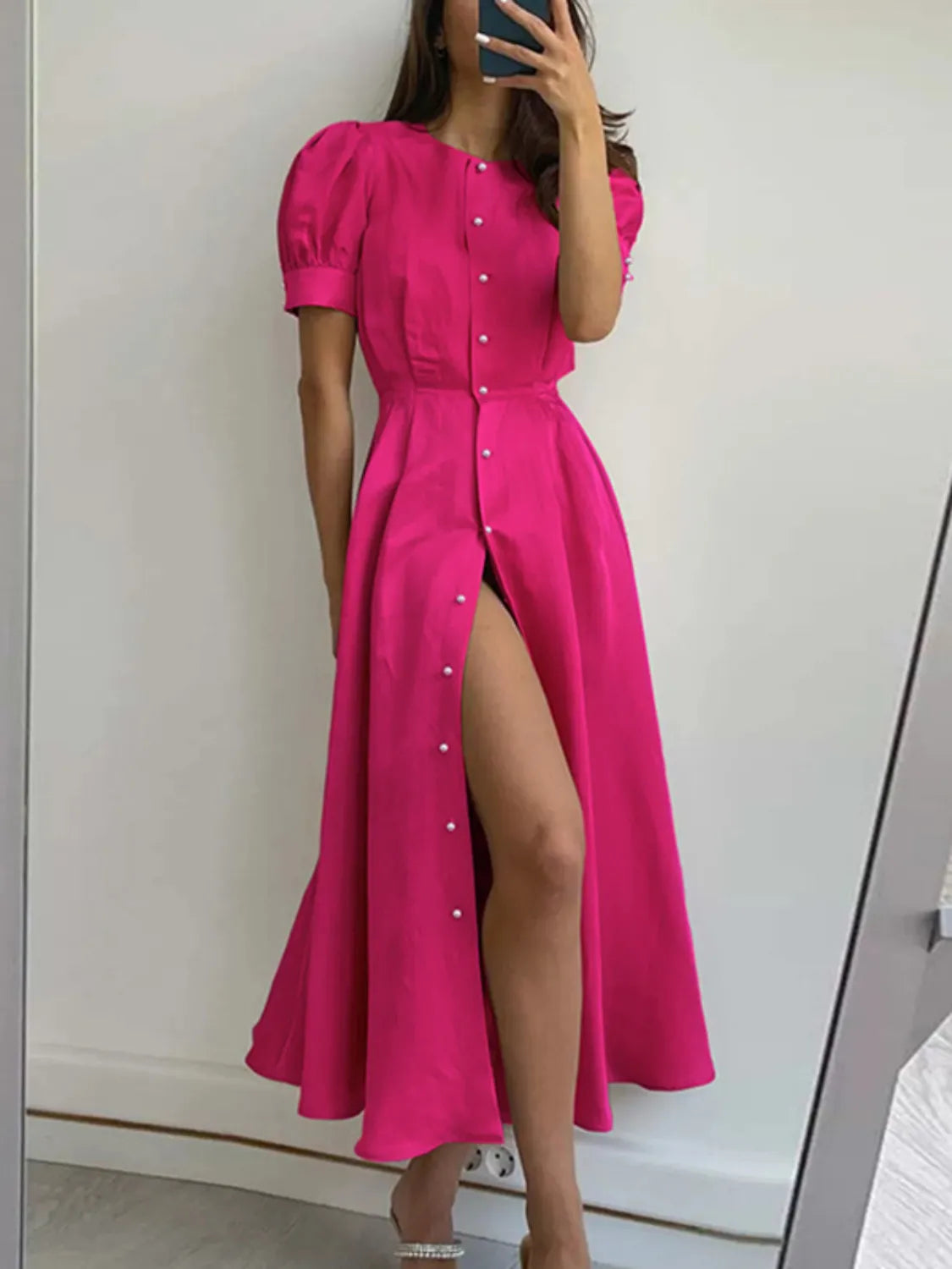 Button Down Short Sleeve Dress
