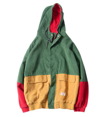 Chaqueta con capucha de pana de algodón ligera de primavera para mujer