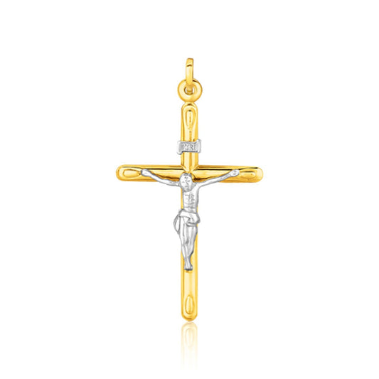 Pendentif Croix Or Bicolore 14k