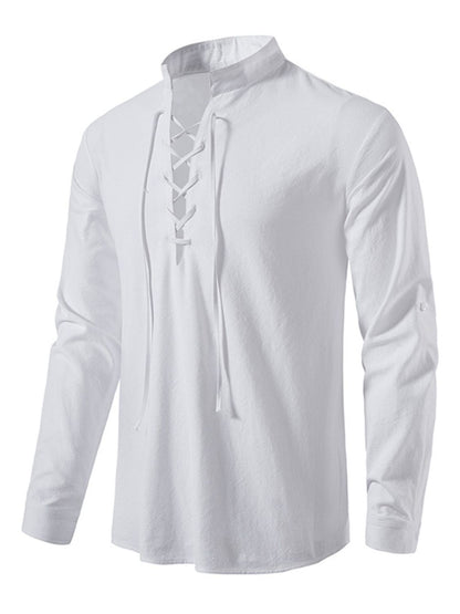 Men's Lace Up Long Sleeve Blouse