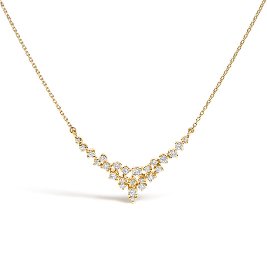 Collier en or jaune 14 carats avec diamants en V dispersés de 0,5 carat (couleur I-J, pureté SI2-I1) - 45,7 cm