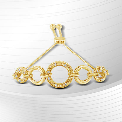 10K Yellow Gold over .925 Sterling Silver Diamond Accented Graduated Infinity Open Circle 6â€-9â€ Adjustable Bolo Bracelet