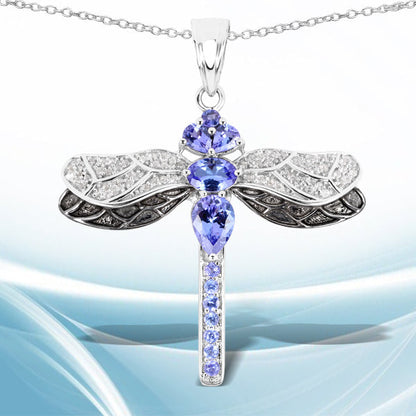 1.93 Carat Genuine Tanzanite and White Topaz .925 Sterling Silver Pendant