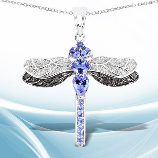1.93 Carat Genuine Tanzanite and White Topaz .925 Sterling Silver Pendant