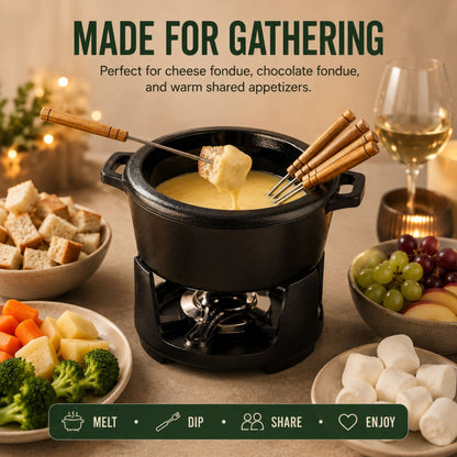 Enameled Cast Iron Fondue Set, 8-Piece, 2-Qt