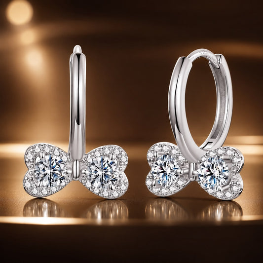 Boucles d'oreilles en argent sterling 925 et moissanite 0,20 carat, plaquées or blanc pour femme