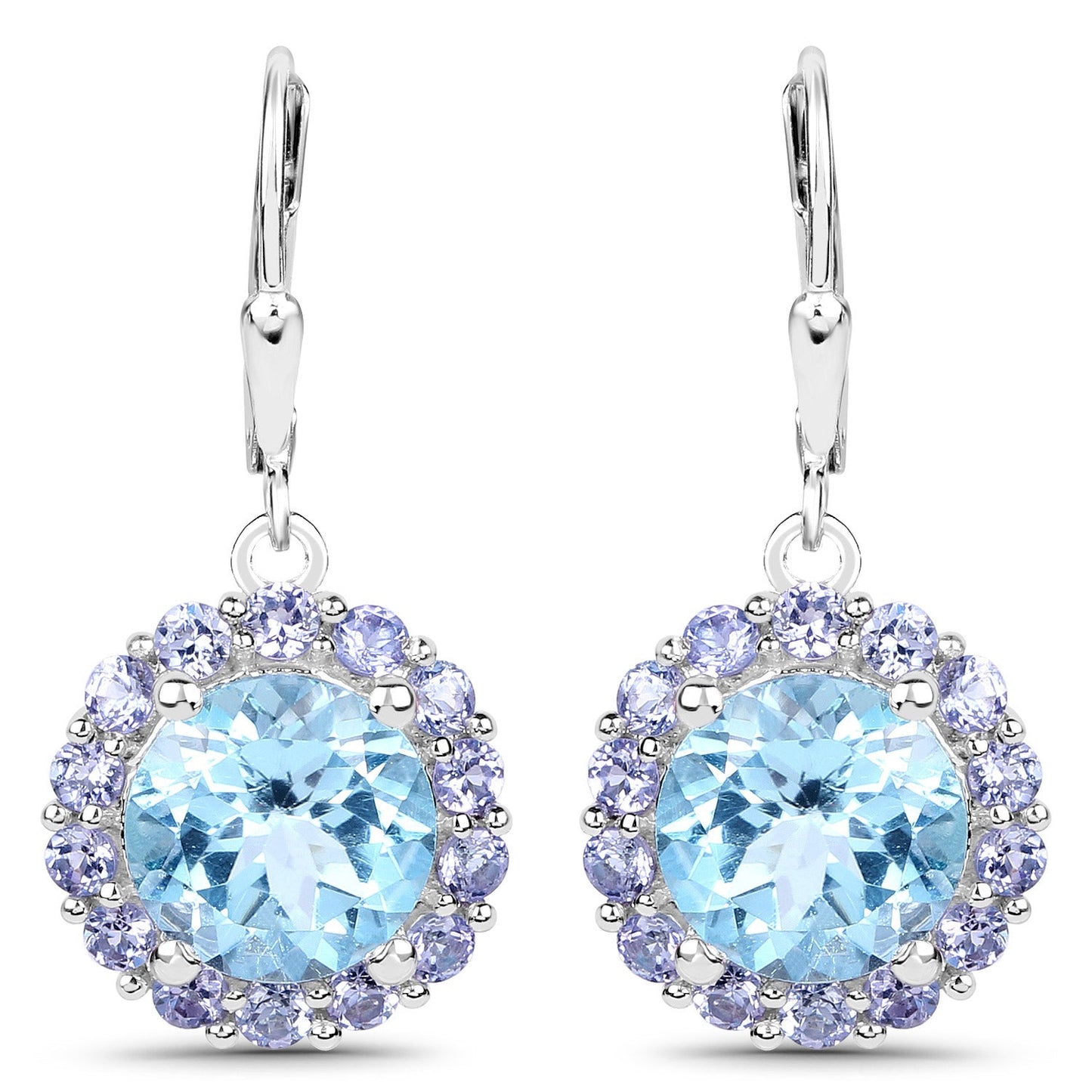 9.96 Carat Genuine Blue Topaz and Tanzanite .925 Sterling Silver Earrings