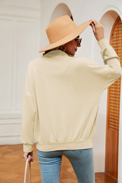 Half-Zip Dropped Shoulder Sweatshirt