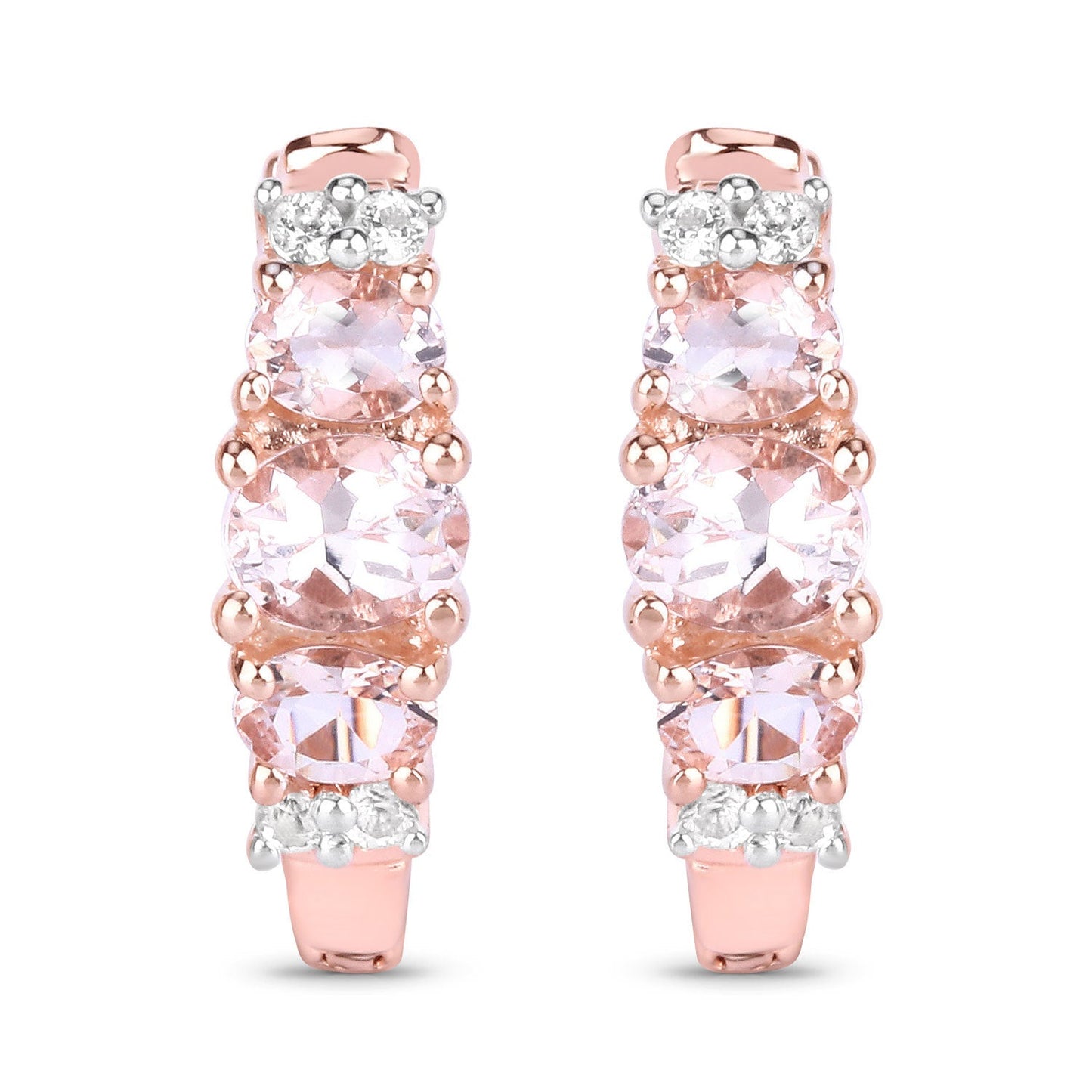 1.32 Carat Genuine Morganite and White Topaz .925 Sterling Silver Earrings