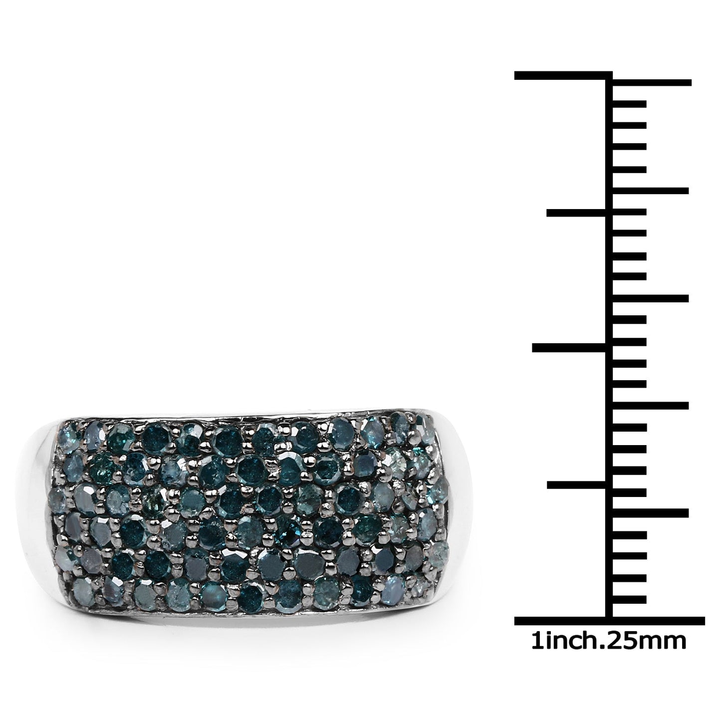1.17 Carat Genuine Blue Diamond .925 Sterling Silver Ring