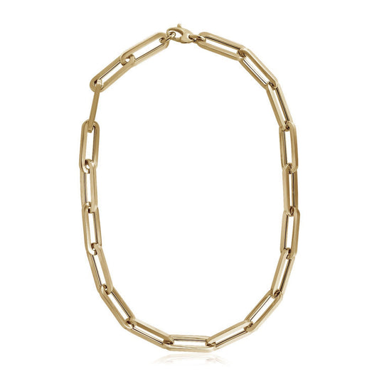 Collier chaîne maille trombone extra large en or jaune 14 carats
