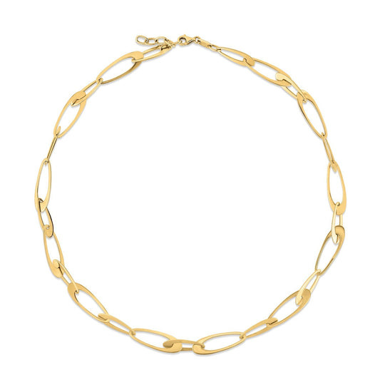Collier italien à maillons ovales en or jaune 14 carats