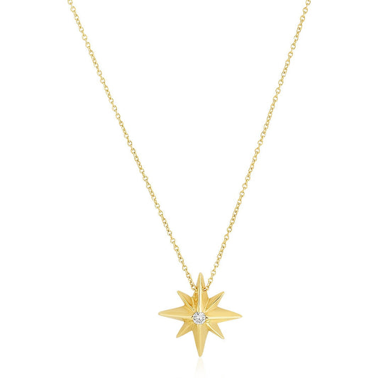 Collier Étoile Polaire en or jaune 14 carats, finition polie