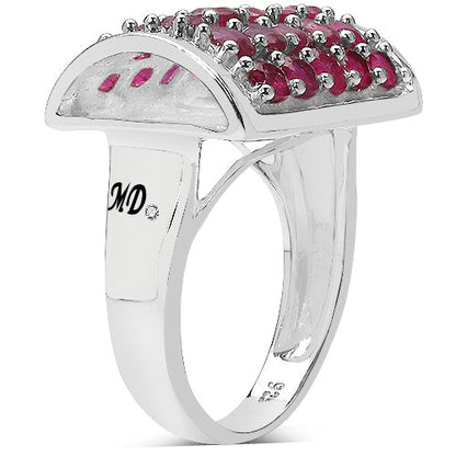 3.01 Carat Genuine Ruby & White Diamond .925 Sterling Silver Ring