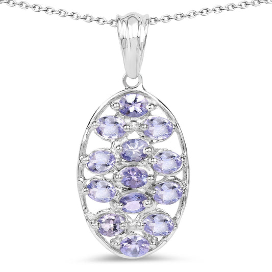 Pendentif en tanzanite véritable 2,21 carats en argent sterling 925