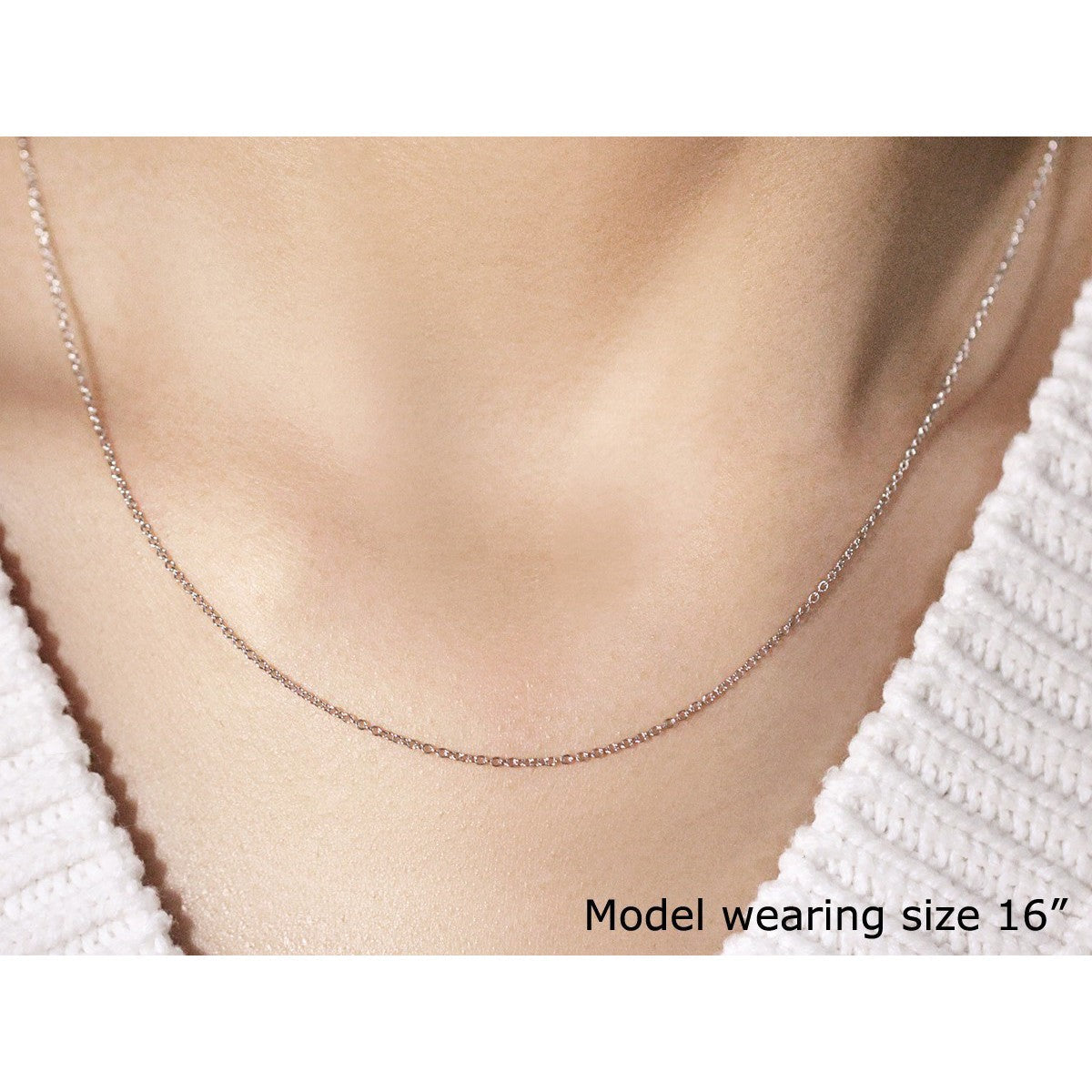 14k White Gold Round Cable Link Chain 1.1mm