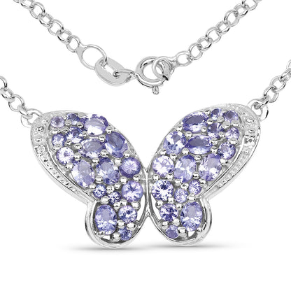 3.31 Carat Genuine Tanzanite & White Topaz .925 Sterling Silver Pendant